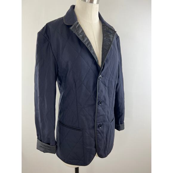 Club Monaco Navy Blue Long Sleeve Wool-Blend Button-Up Quilted Jacket Unisex XS - Picture 2 of 8